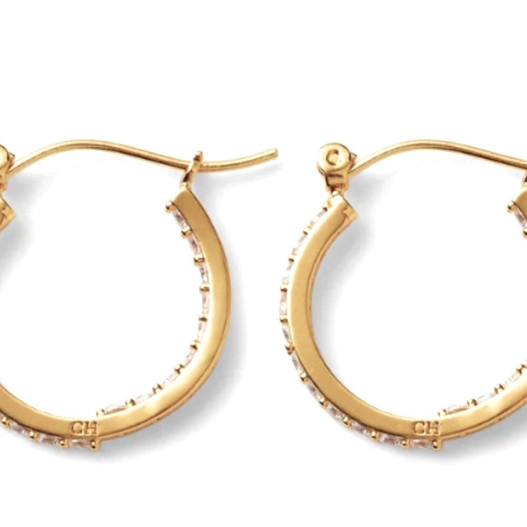 💛Stunning Crystal Haze Gold and White Crystal Hoop Mini Serena Earrings💛 - Picture 13 of 16